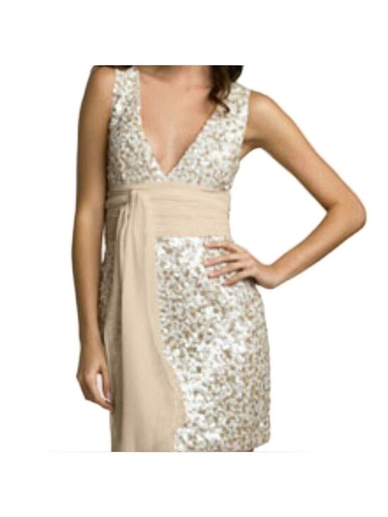 BCBGMaxAzria Dresses & Skirts - BCBGMaxAzria Sequin Cream and Gold Dress - Size M